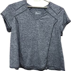 Livi Lane Bryant Women Top Plus 26 Gray V Neck Wicking Active Work Out Polyester